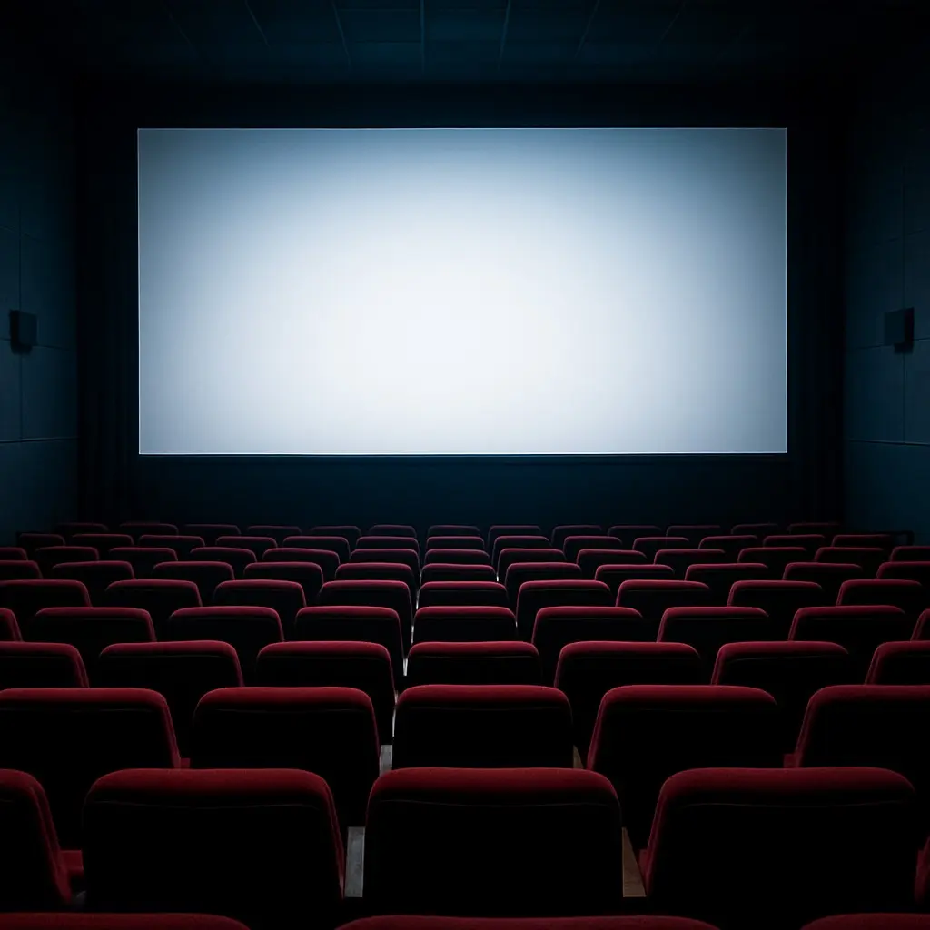 Salle de cinéma avec grand écran lumineux